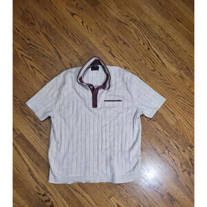 Abercrombie & Fitch Beige w/ brown stripe mens xl short sleeve shirt